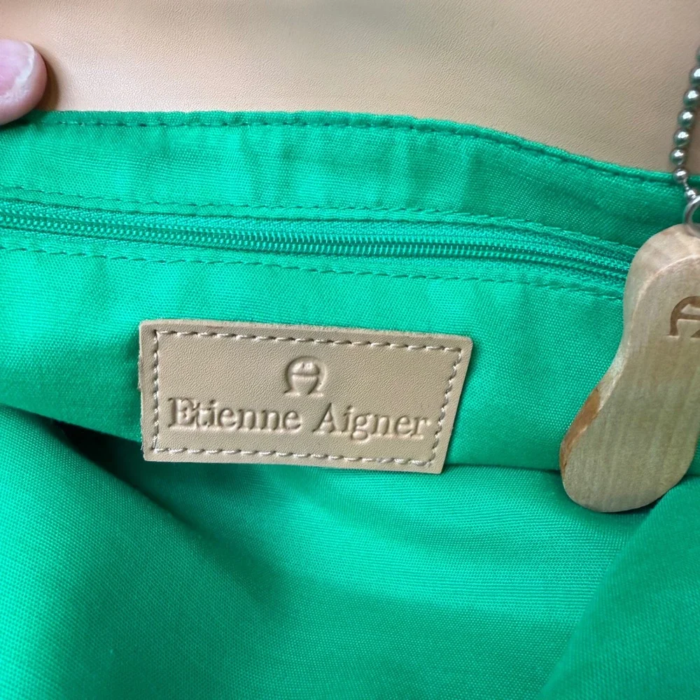 Etienne‎ Aigner Satchel Womens Orange Canvas Leather Trim Preppy Medium